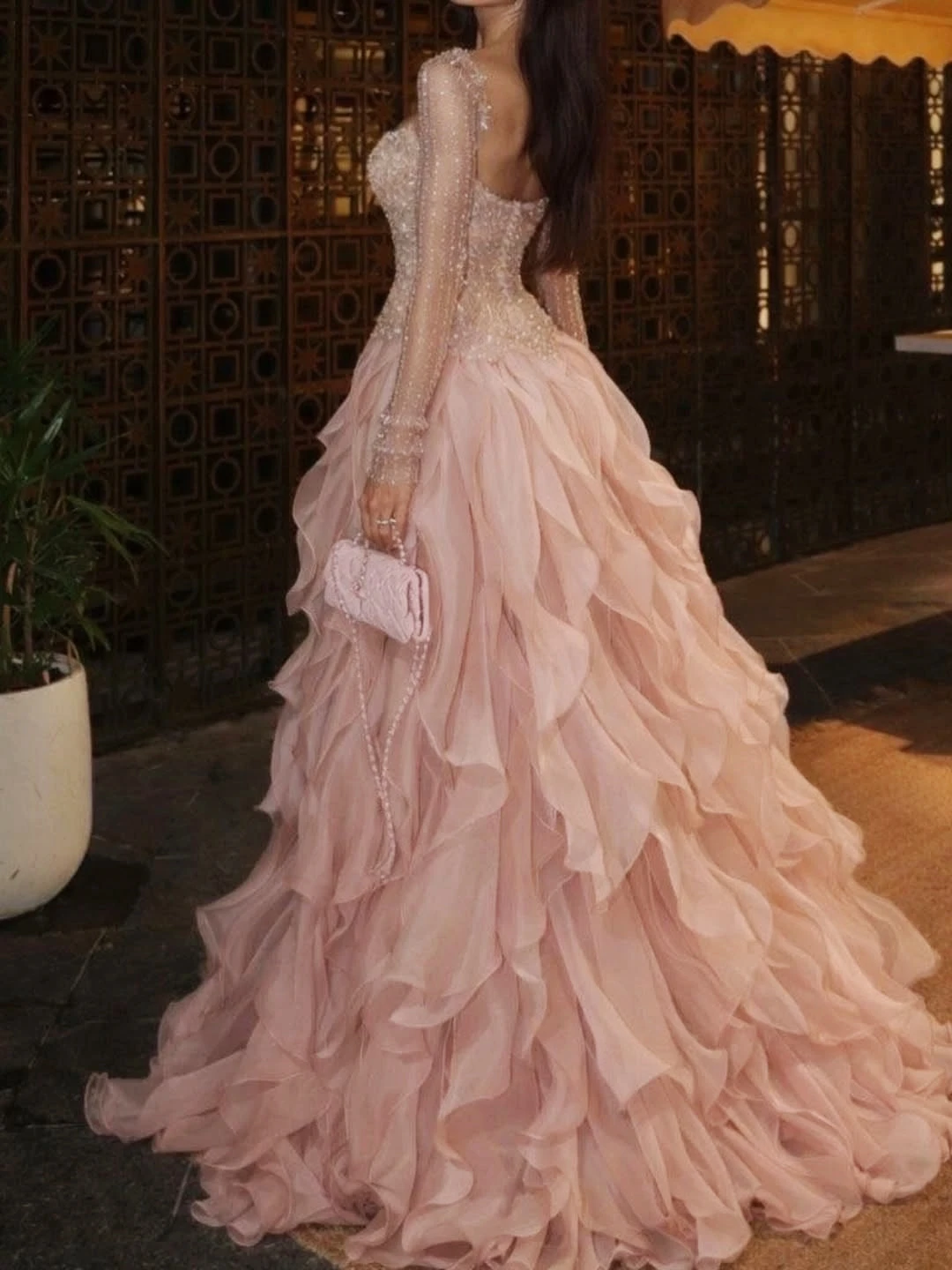 

Oisslec Dress Elegant Vintage Sweet Pink Princess Beads Lace Stylish Customize Formal Occasion Prom Dress Evening Party Gowns