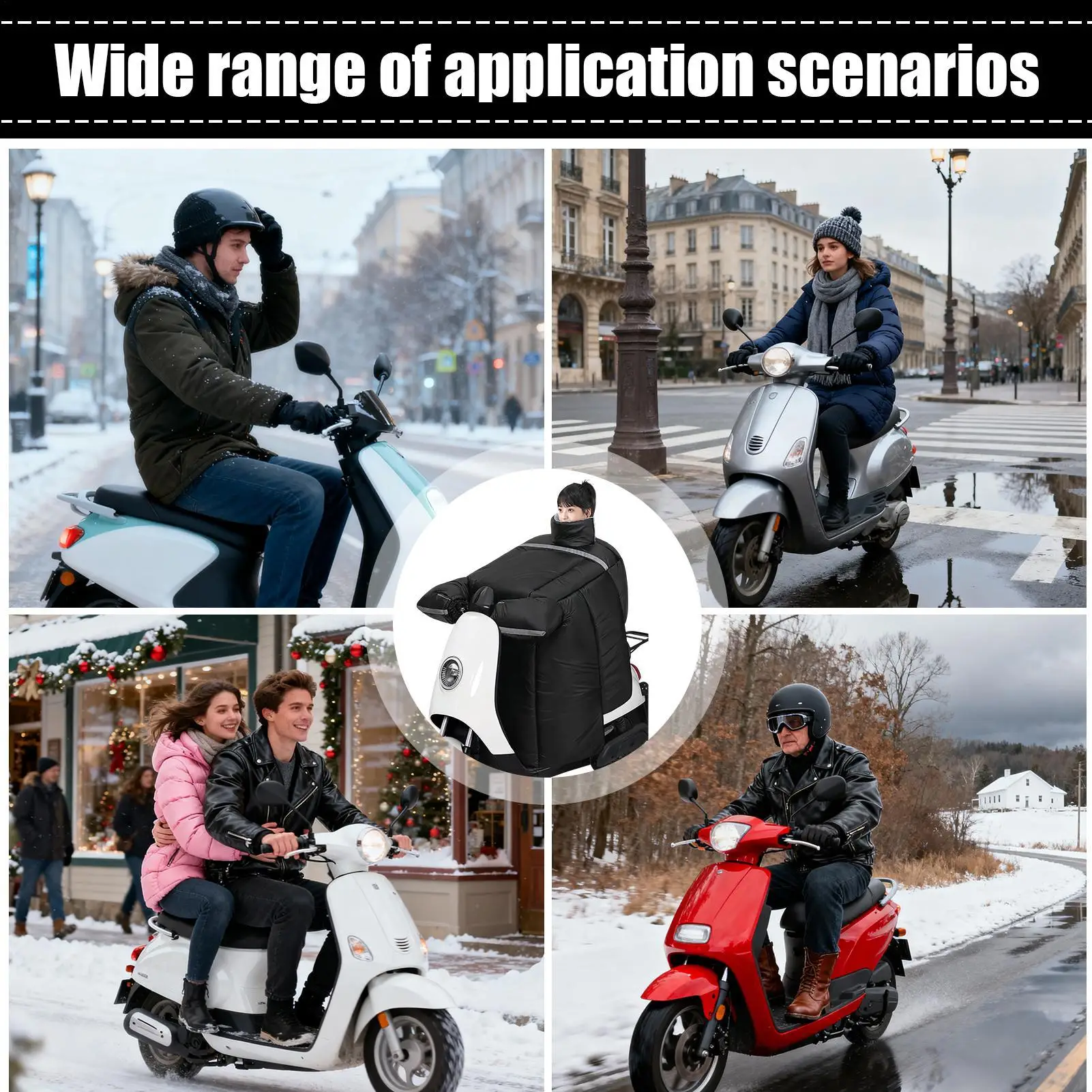Winter Leg Apron Cover Waterproof Thick Quilt Plush Lining Motorcycle Warm Leg Cover With Gloves For Women Scooter Winter