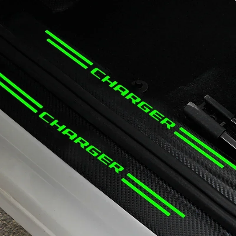 Luminous Car Door Threshold Sill Protector Plate Rear Trunk Bumper Sticker for Dodge CHARGER Emblem CALIBER RAM NITRO Accessorie