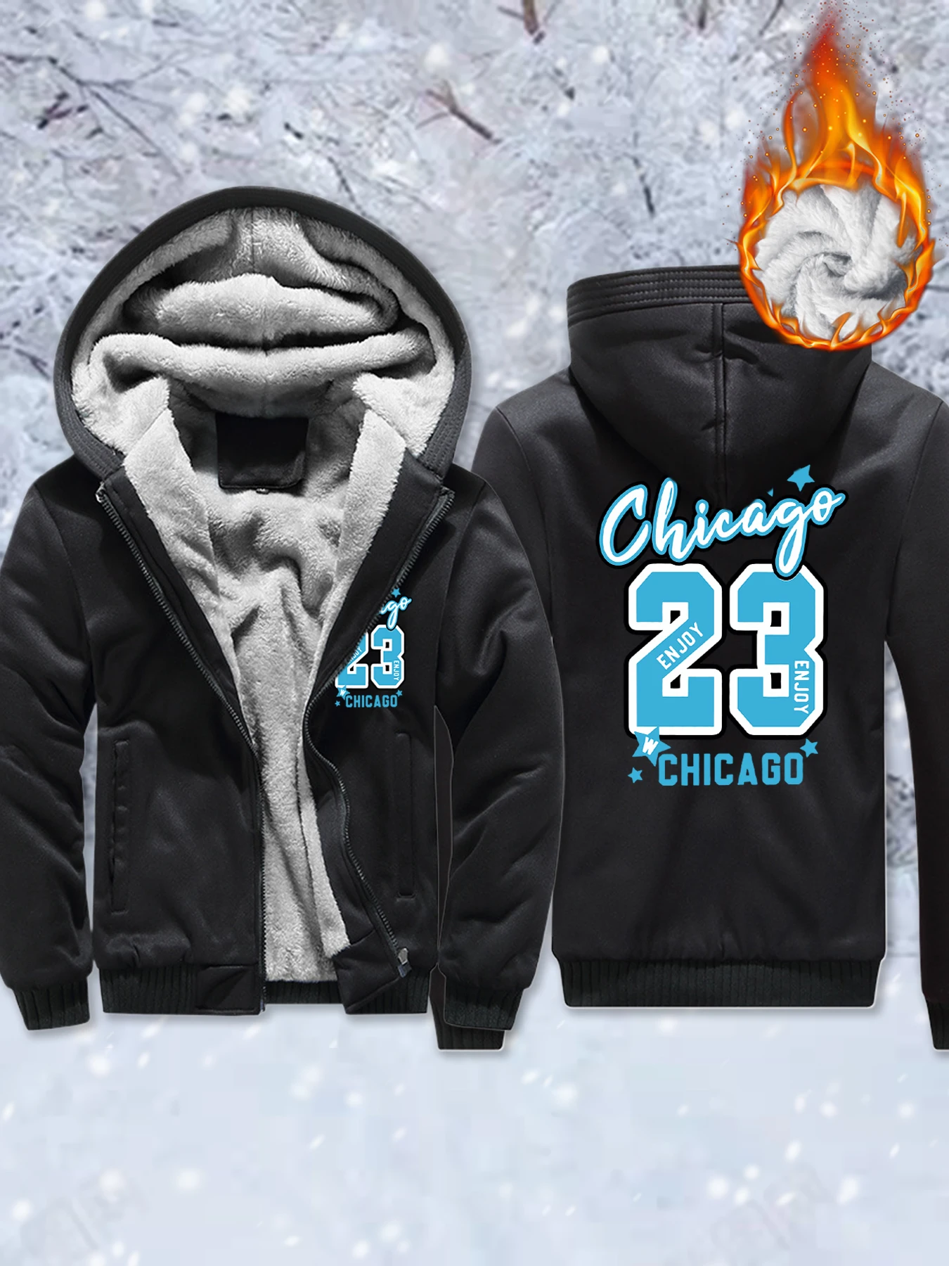 

Мужские новые флисовые базовые куртки Chicago Blue 23, теплая удобная верхняя одежда, спортивная одежда на молнии с карманами, утепленное зимнее пальто