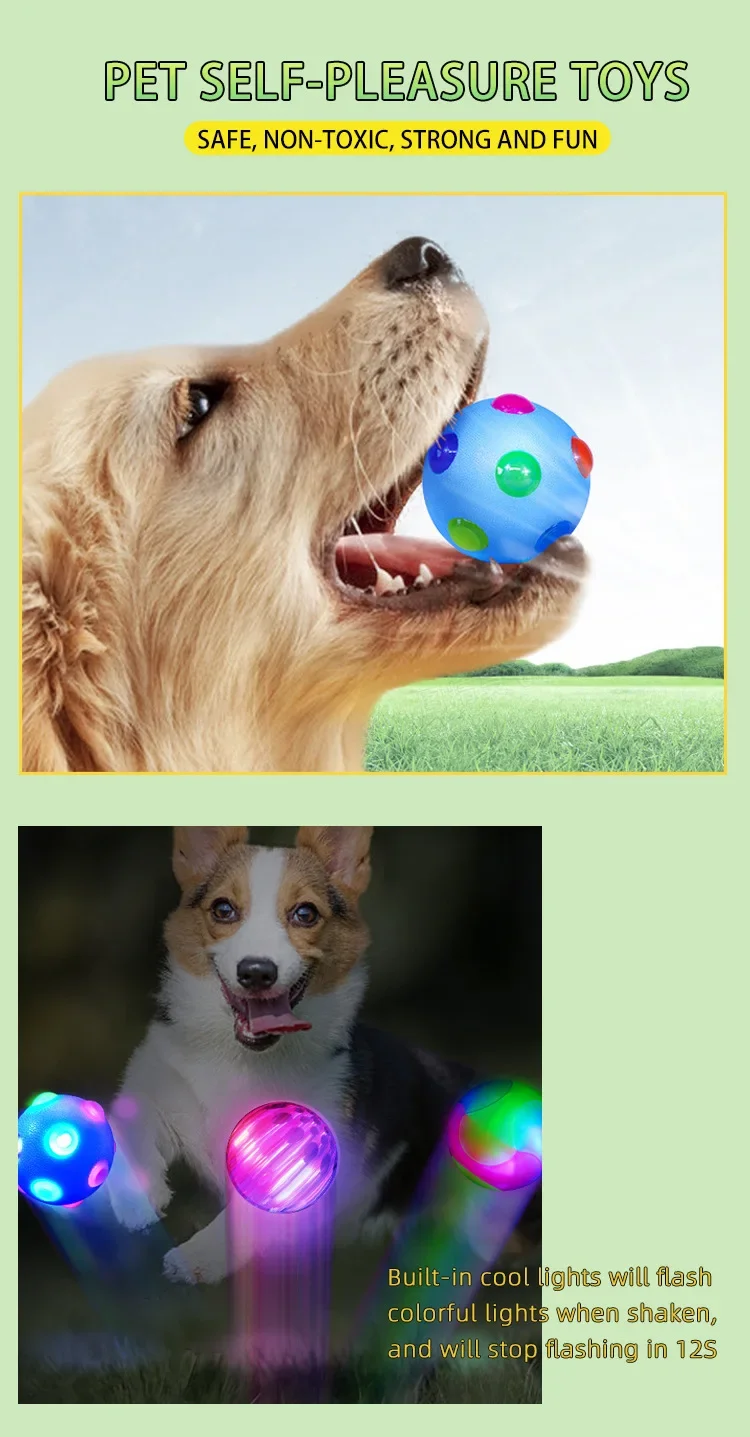 Hot Selling Small Dog Flash Pet Ball TPR Three Color Glowing Elastic Ball Training Interactive Throwing Dog Ball Dog Toys For