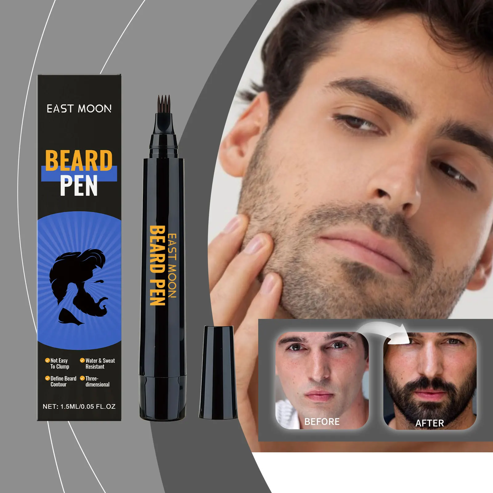 

Одноразовая ручка для мгновенного наполнителя бороды, черная кисть для укрепления бороды, инструменты для окрашивания бороды, водостойкий карандаш для волос, мужская косметика