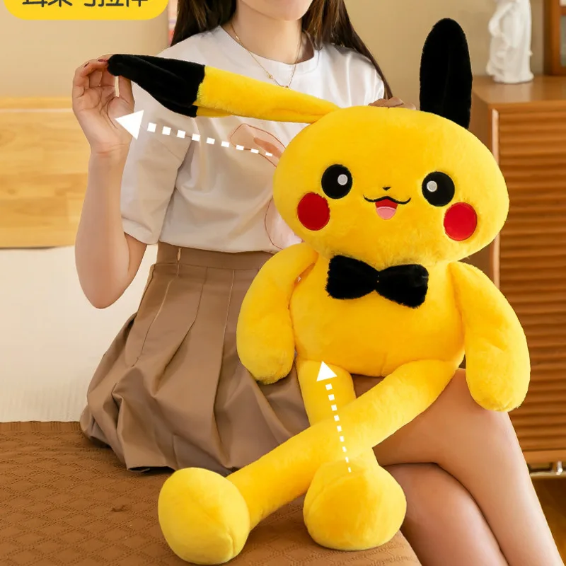 ตุ๊กตาหนานุ่ม Pokemon Pikachu 80ซม. 100ซม. น่ารักตุ๊กตาหูยืดได้น่ารักตุ๊กตานุ่มยัดไส้ตุ๊กตาหนานุ่มยืดหูของขวัญสำหรับเด็ก