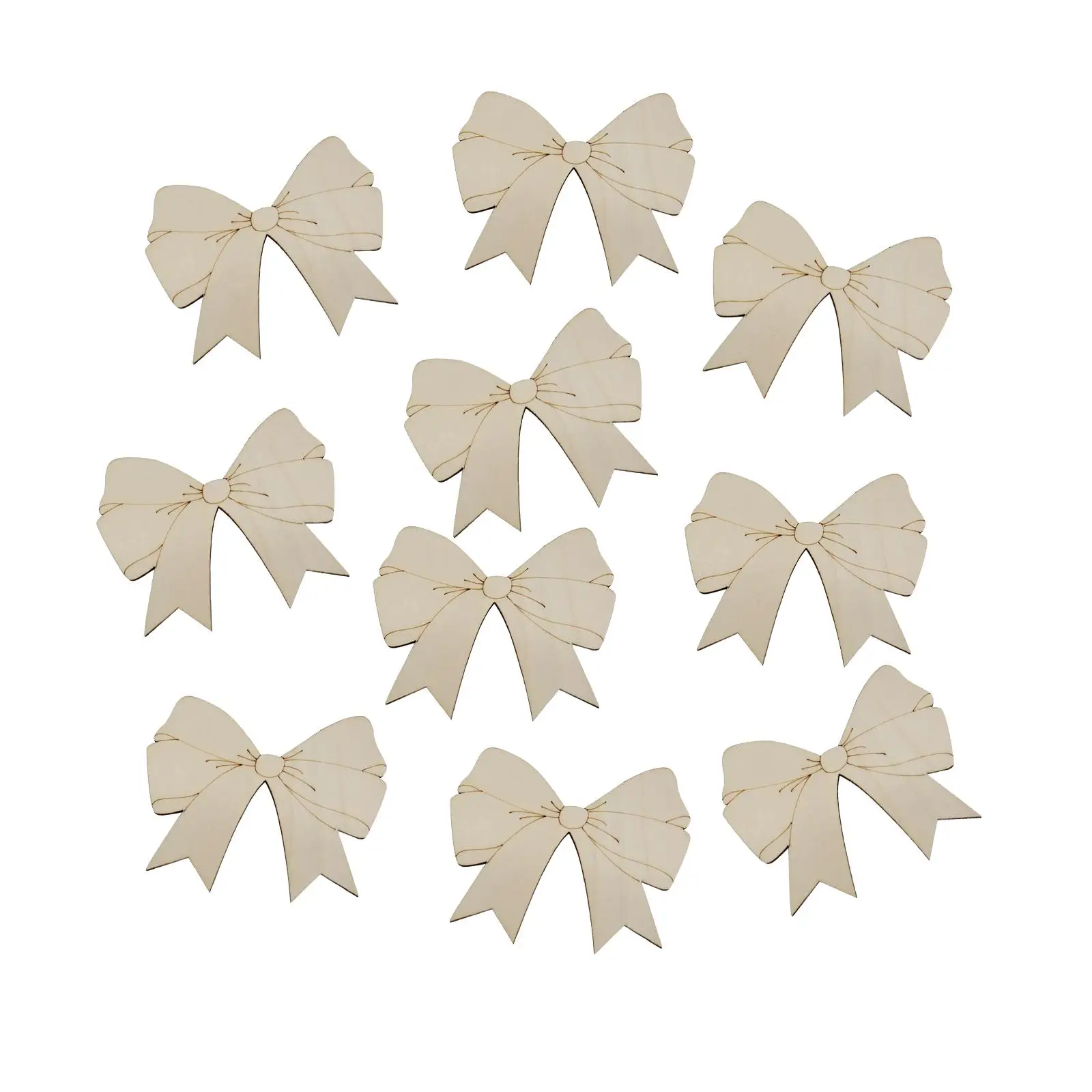 Natural Wooden Bow Cutouts Unfinished Blank Slices for Kids Craft Painting DIY Ornaments for Scrapbooking Home Decor