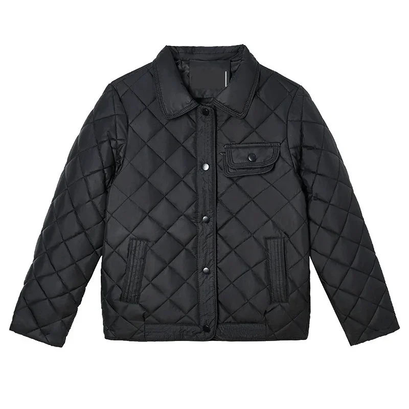 Herbst Winter Kurze Kleine Duft Jacke Weibliche Baumwolle Gepolsterte Oberbekleidung Frauen Leichte Baumwolle Jacke 2025, Neue Diamant Grid