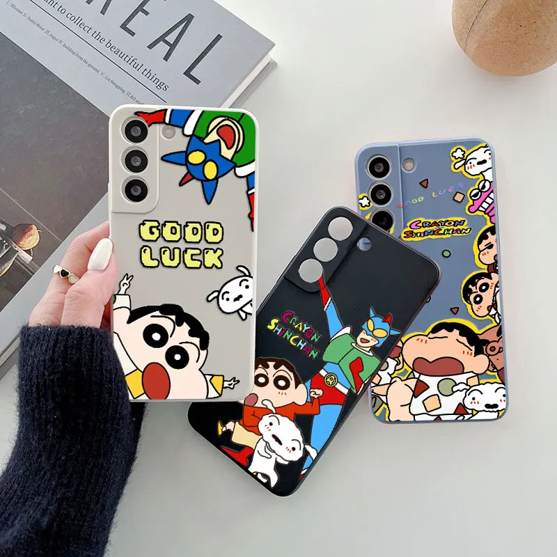 Crayons Shin-chans Boy Liquid Silicone Case For Samsung Galaxy S24 S23 S22 Ultra Plus S21 S20 FE S10 S23 5G S24Ultra Phone Cover