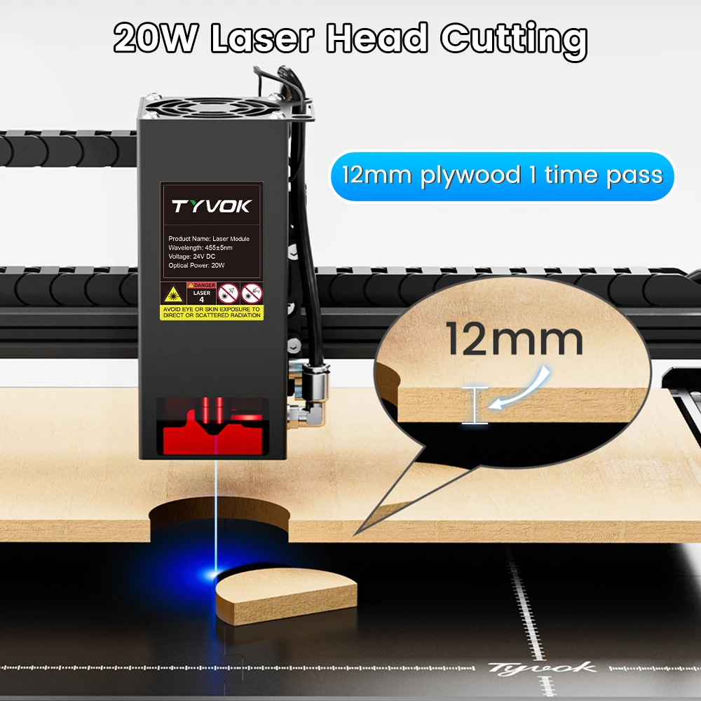 TYVOK 5W Testa Laser 450nm TTL/PWM Luce Blu per Incisore Legno Taglio CNC FAI DA TE 5W Incisore Laser Testa Strumenti 10W Modulo Laser