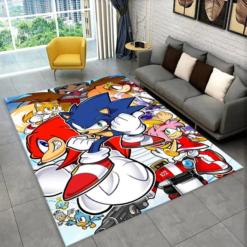Classic S-Sonic Cartoon Game Carpet Rug for Playroom Bedroom Living Room Sofa Home Decor, Area Rug Non-slip Floor Mat Fest Gift