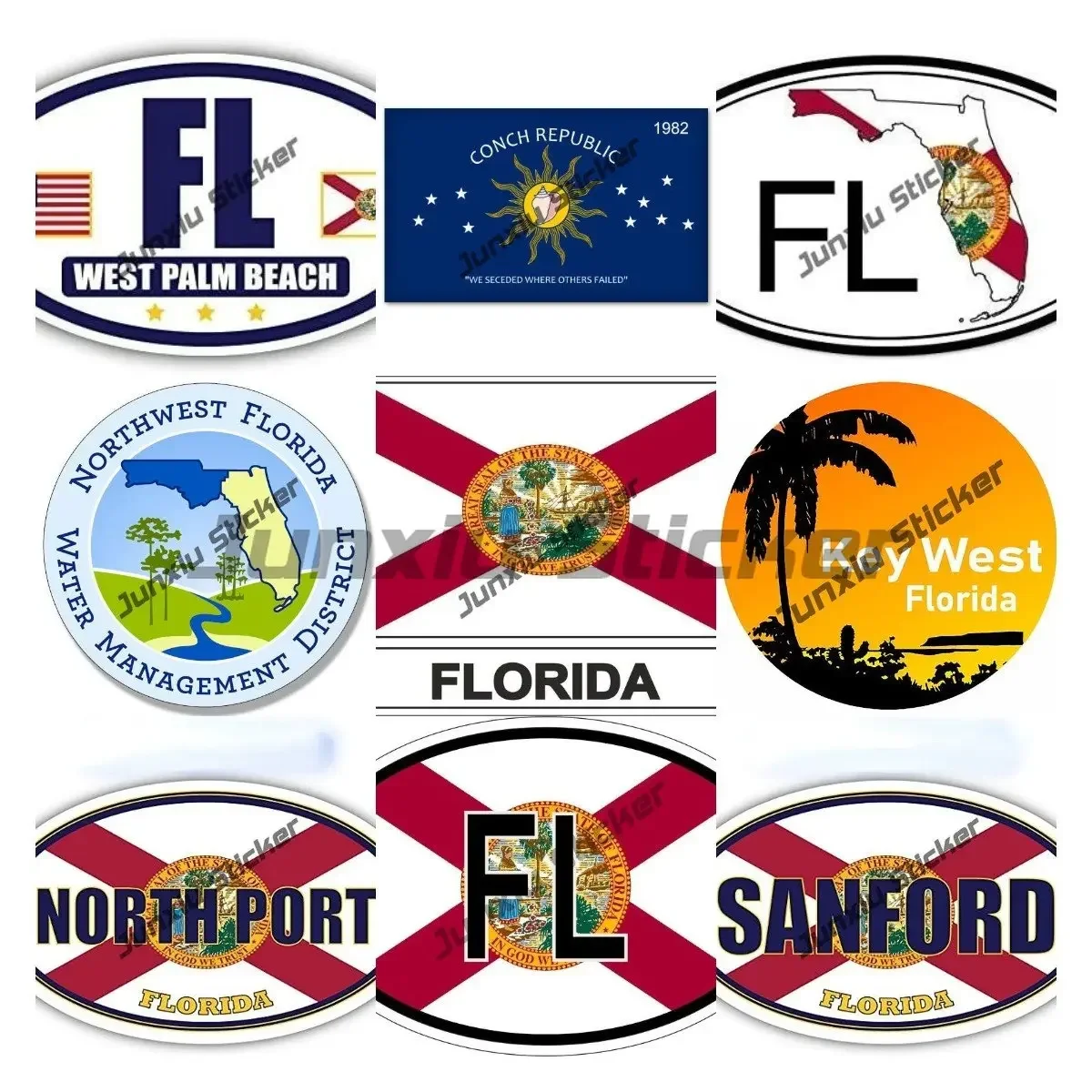 

Florida Stickers Florida Beach Oceans Stickers Vinyl Waterproof Decals for Cars Laptop Scrapbook Guitar Skateboard Love Florida