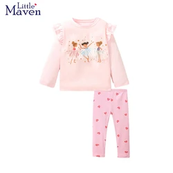 Little maven 2024 Baby Girls Pink Elf Girl Clothes Sets Autumn and Spring 2024 Casual Clothes for Kids Cotton Suits