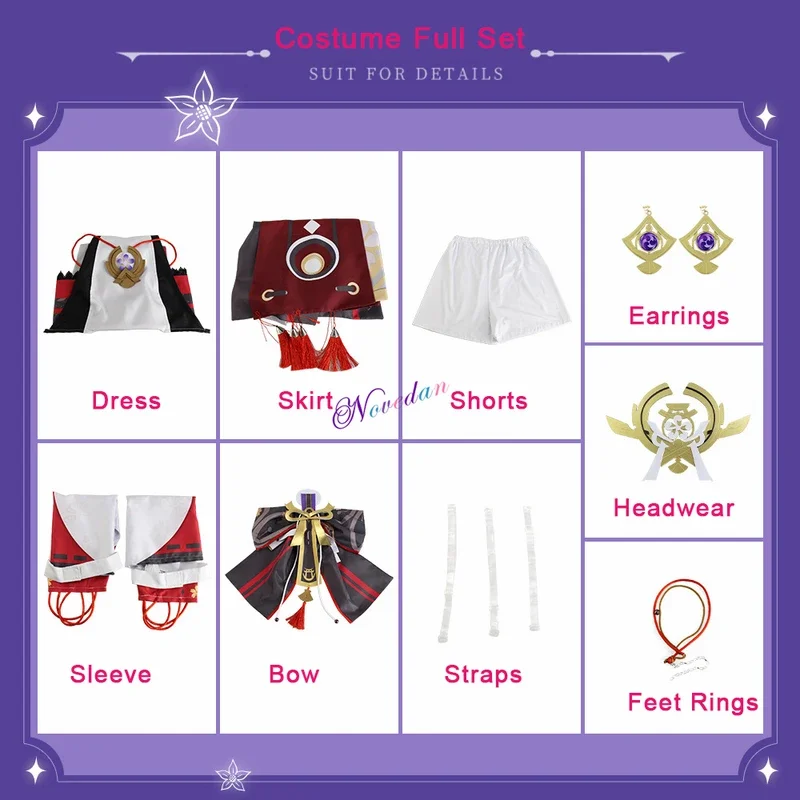 Yae Miko Cosplay Fantasia, Guuji Yae, Vestido extravagante, Uniforme Conjunto Completo, Roupa, Peruca, Headwear, Sapatos, Adereços, Terno de jogo