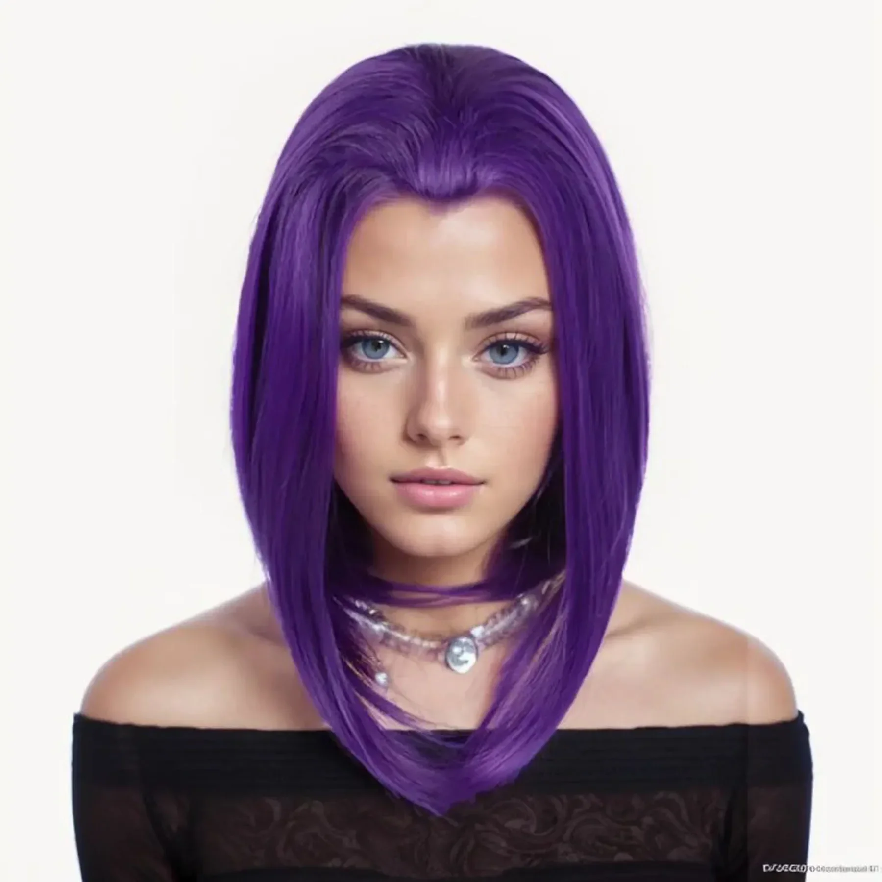 Premium Synthetic Raven Costume Wigs for Women Short Bob Purple Wigs Fake Scalp Straight Cosplay Wig Halloween Wig Dress Up