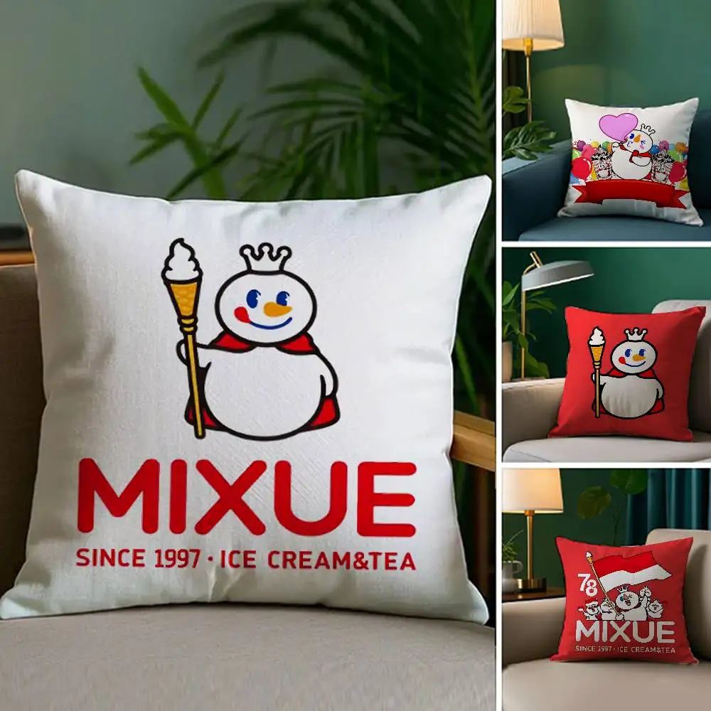 MIXUE Ice Cream & Tea Pillow Case Plush Fabric Soft Double Sided Print Sofa Cushion Cover Throw Pillow Covers
