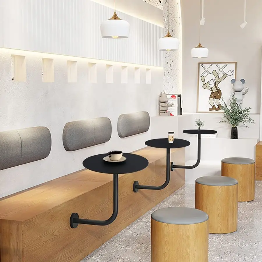 Pub Table Black Bar Table Wall Mounted Cocktail Table Bistro Table MidCentury Modern Dining Table Small Wall Desk with Metal Leg