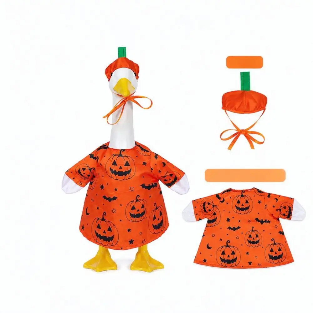 Polyester Pumpkin Costume For 23 Inch Decorative Goose Figure Halloween Outdoor Porch Yard Lawn Ornament Dress