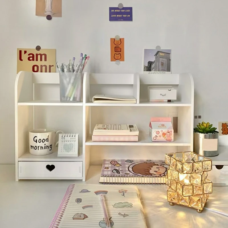 Double-Layer Desktop Organizer Rack Stationery Office Desk Accessories Desktop Cosmetics Organizers Storage Shelf