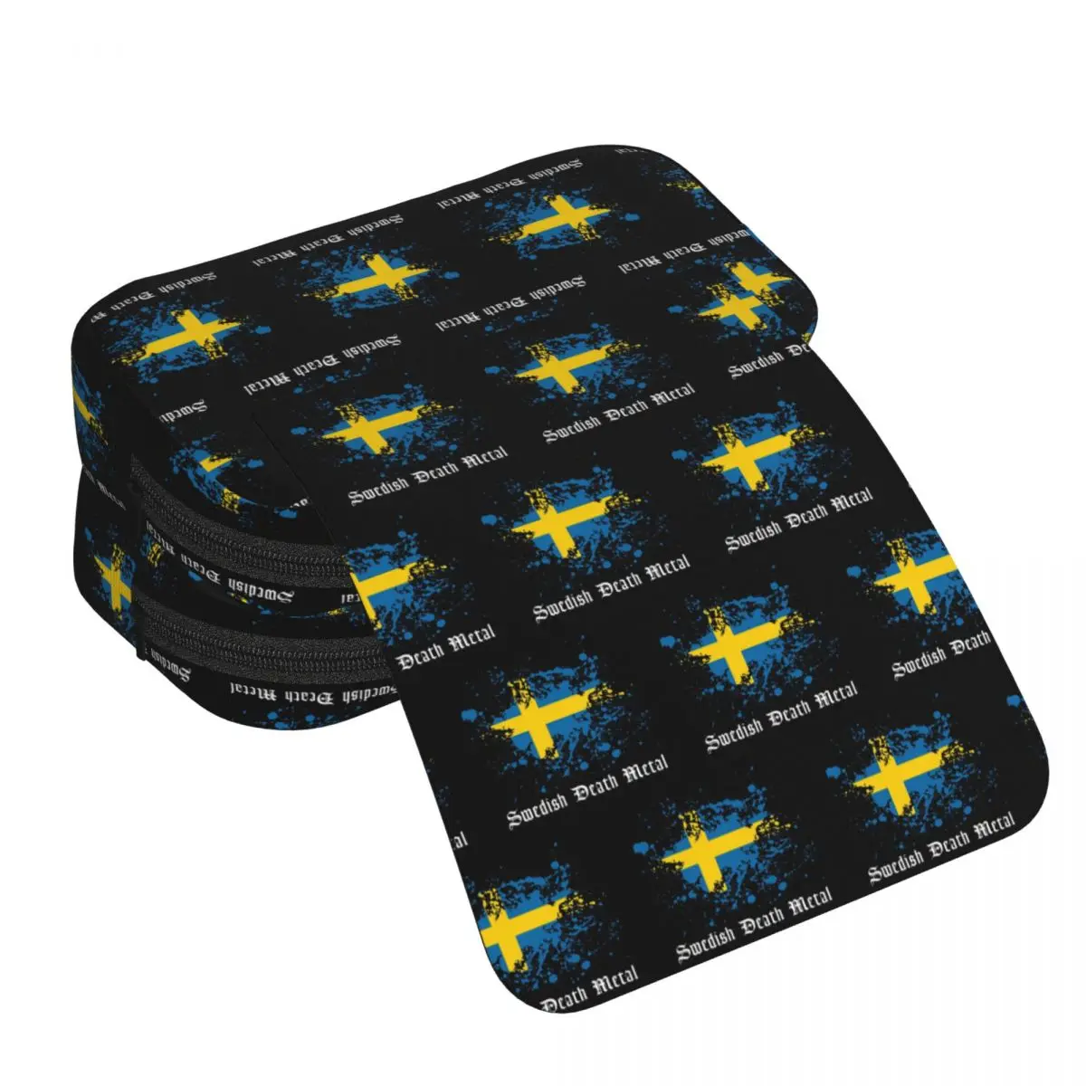 Swedish Death Metal Band Black Heavy Sweden Flag Pencil Case for Boy Girl  Pen Box Pencil Bag Stationery Supplies Pen Holder Bag