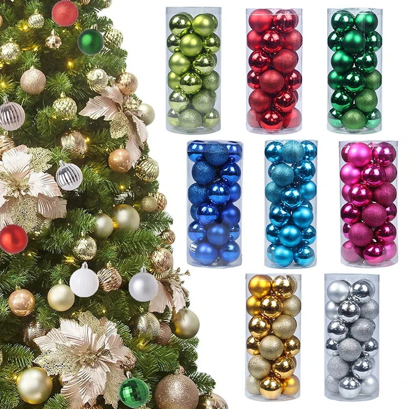 

24Pcs Christmas Decoration 2025 Christmas Balls Tree Decor Ornaments Xmas Tree Hanging Pendants Party Decoration 3cm Small Balls