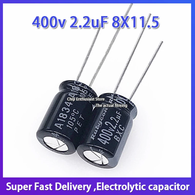 10PCS Order new Rubycon imported electrolytic capacitor 400v 2.2uF 8X11.5 ruby bxc high frequency 8*11.5MM