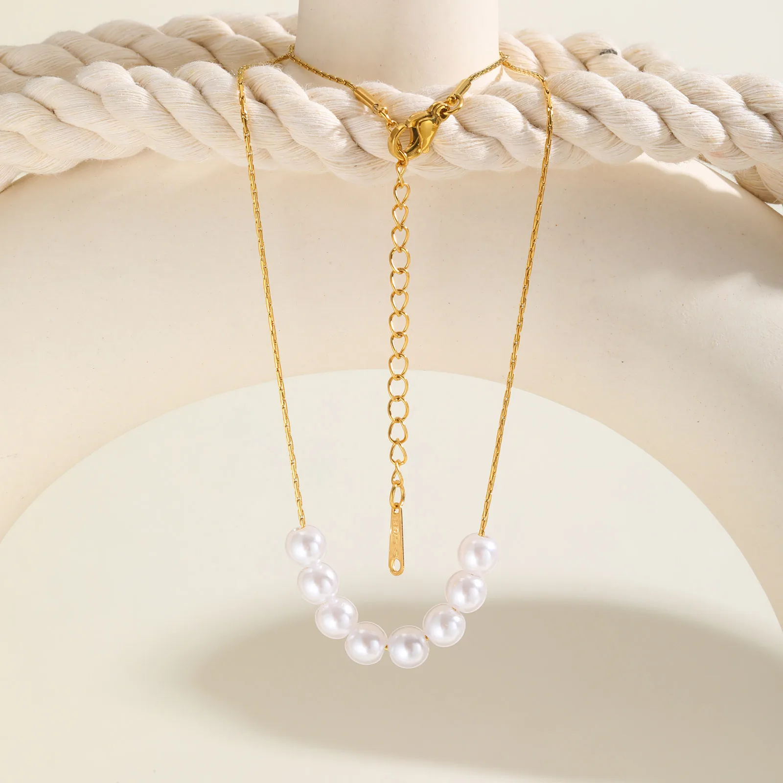 

Pearl Choker Necklaces for Women, Thin Link Stainless Steel Chain Necklace, Tarnish Free Waterproof Jewelry