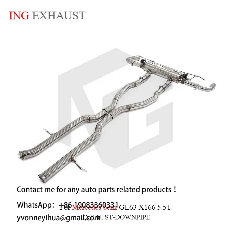 ING Stainless Steel Exhaust Catback For Mercedes-Benz GL63 X166 5.5T With Muffler Valves Auto Tuning Exhausted System Pipes