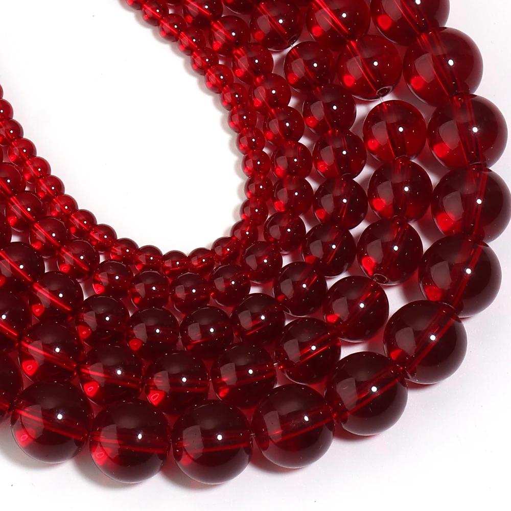 1strand/lot 4/6/8/10/12mm Round Garnet Red Glass Beads Czech Crystal Loose Spacer Bead For Jewelry Making DIY Necklace Bracelet