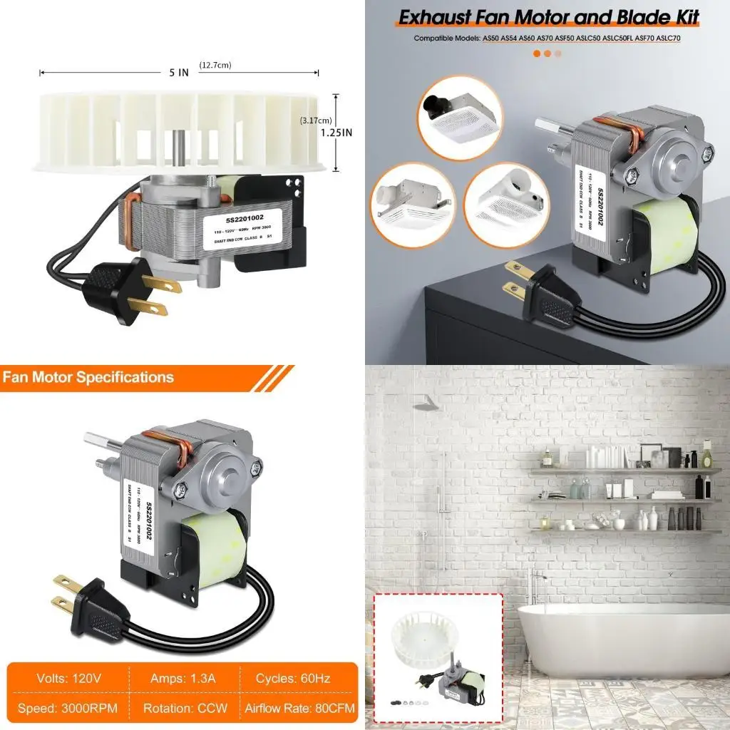

120 В 70 CFM Набор двигателей вытяжного вентилятора для ванной комнаты S99080166 BP28 Тихий сменный вентилятор с высоким потоком