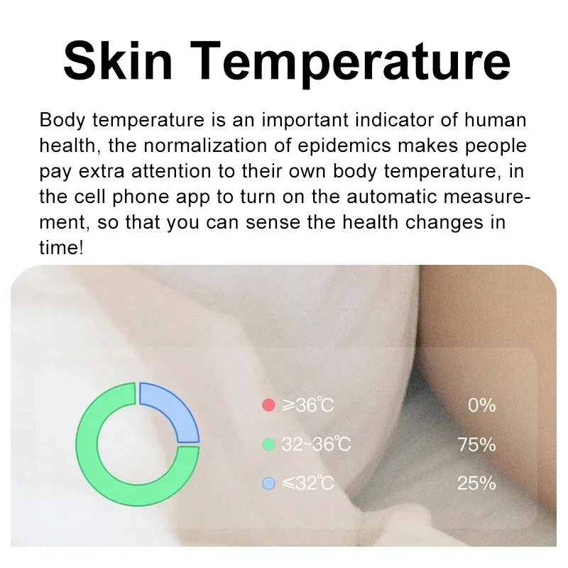 Smart Ring with Skin Temperature Measure,Message Call Reminder,Sport Health Sleep Monitor,IP68 5ATM,Music Video Control Function