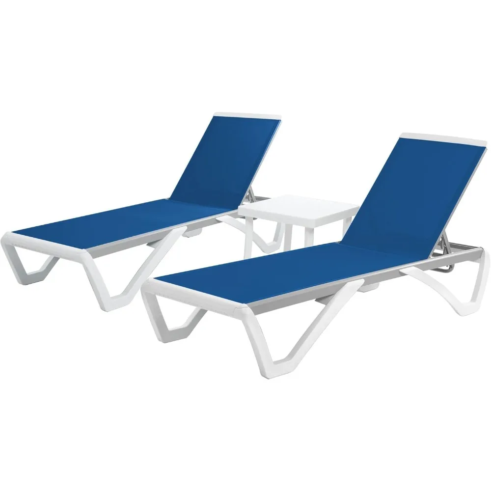 

Patio Chaise Lounge Chair - Full Flat Alumium & Resin Legs, Outdoor Reclining Adjustable Chair for Sunbathing, Beach, Patio, Lo