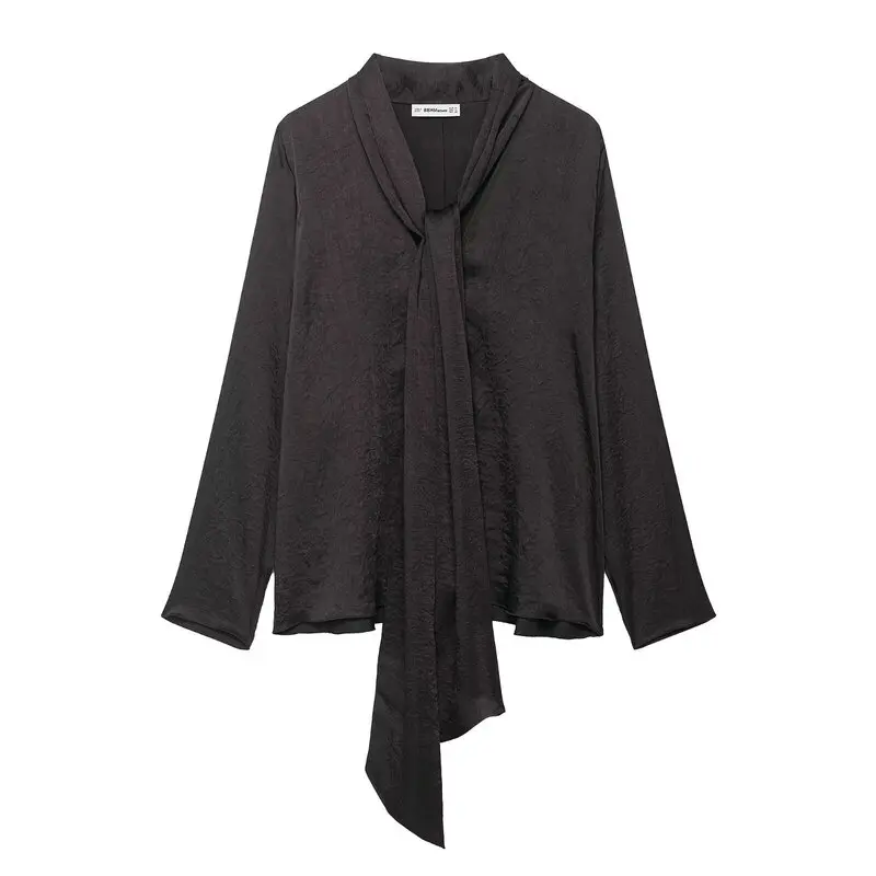 

Autumn New Women's Pullover Shirt Fashion Loose Laceup Design Solid Color Tops Daily Commuting V-neck Long Sleeves