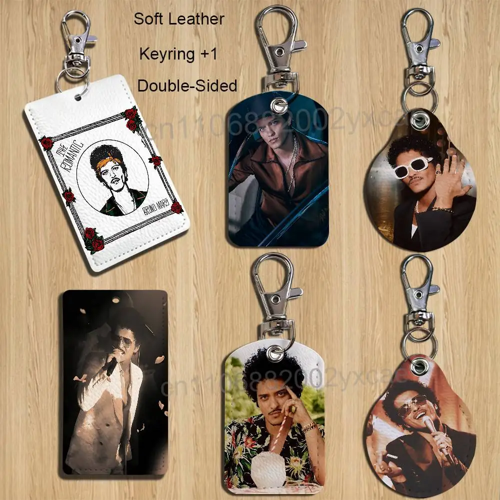 

The Romantic Bruno Mars Leather Keychain Badge Holder with Lanyard - ID/Access Card Holder, Key Ring Accessory, Gift Option