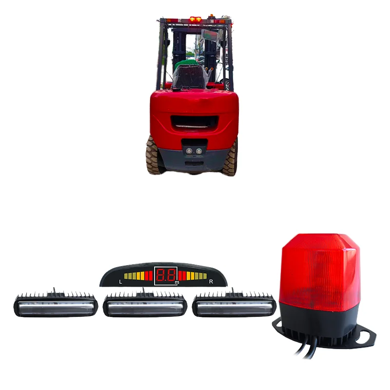 Forklift Pedestrian Warning Light Red Zone Light Reversing Assist Radar Detector 12-80V IP68 Waterproof Warehouse Safety System