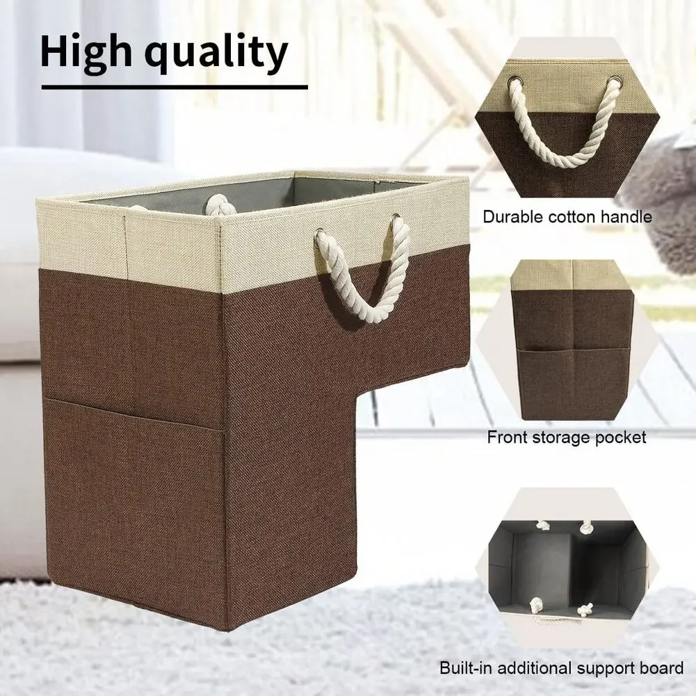 Foldable Stair Baskets Stylish Storage Solution For Wooden & Carpeted Steps Storage Basket With Cloth Bag For Miscellaneous Item