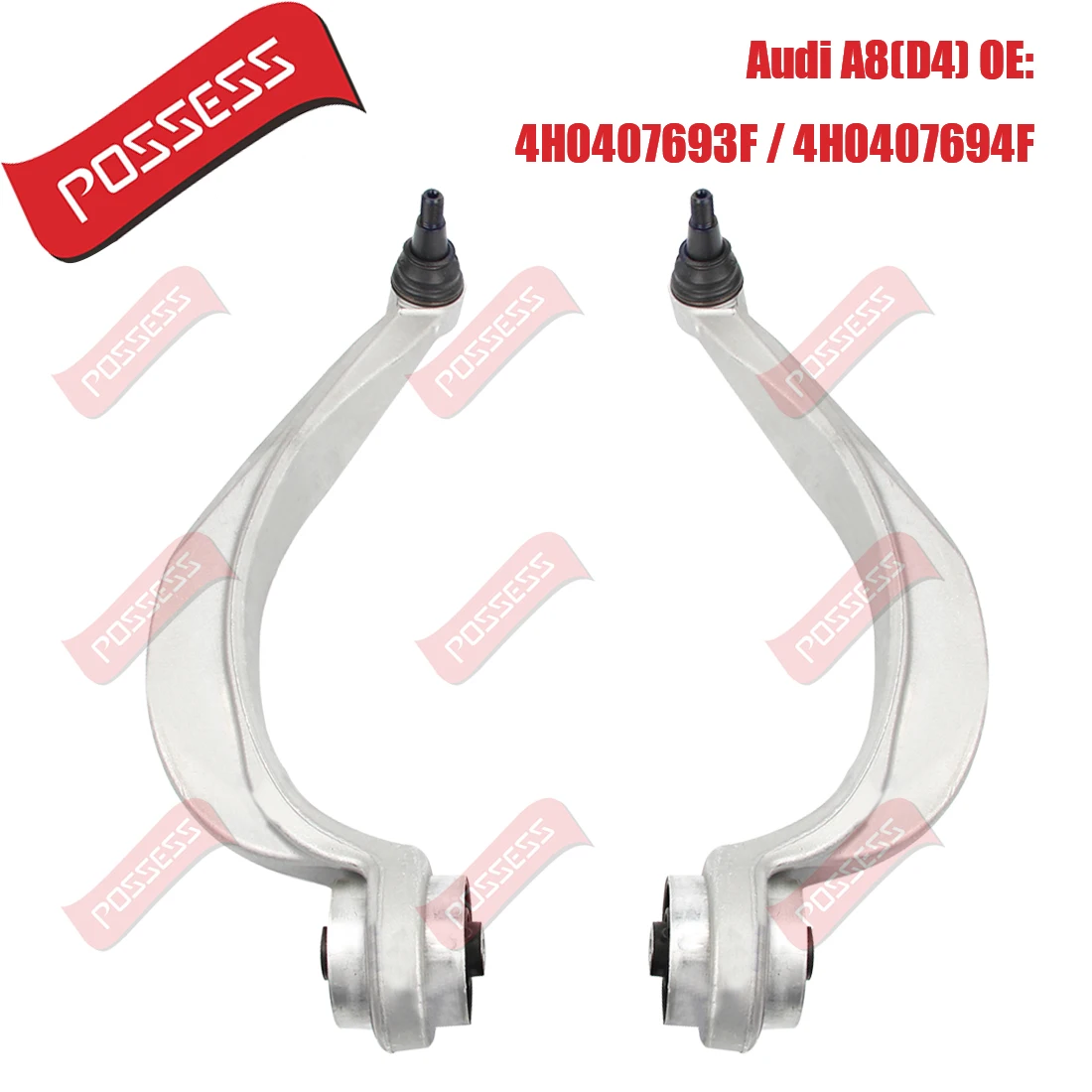 A Pair of Front Lower Suspension Curved Control Arm For Audi A8 D4 4H2 4H8 4HC 4HL 2009-2018,OE 4H0407693F 4H0407694F