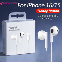 Original Headphones For Apple iPhone 16 15 Pro Max 14 13 12 11 USB-C Lightning 3.5mm Wired Earphones X XR 7 8 Phone Accessories
