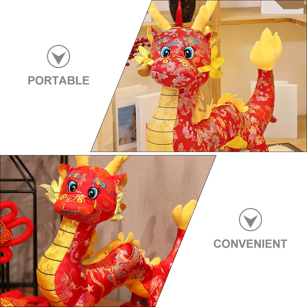 Stuffed Animal Doll Toy Plush Chinese New Year Mascot Dragon Doll 2024 Year The Dragon Zodiac Toys Gift Christmas Lunar