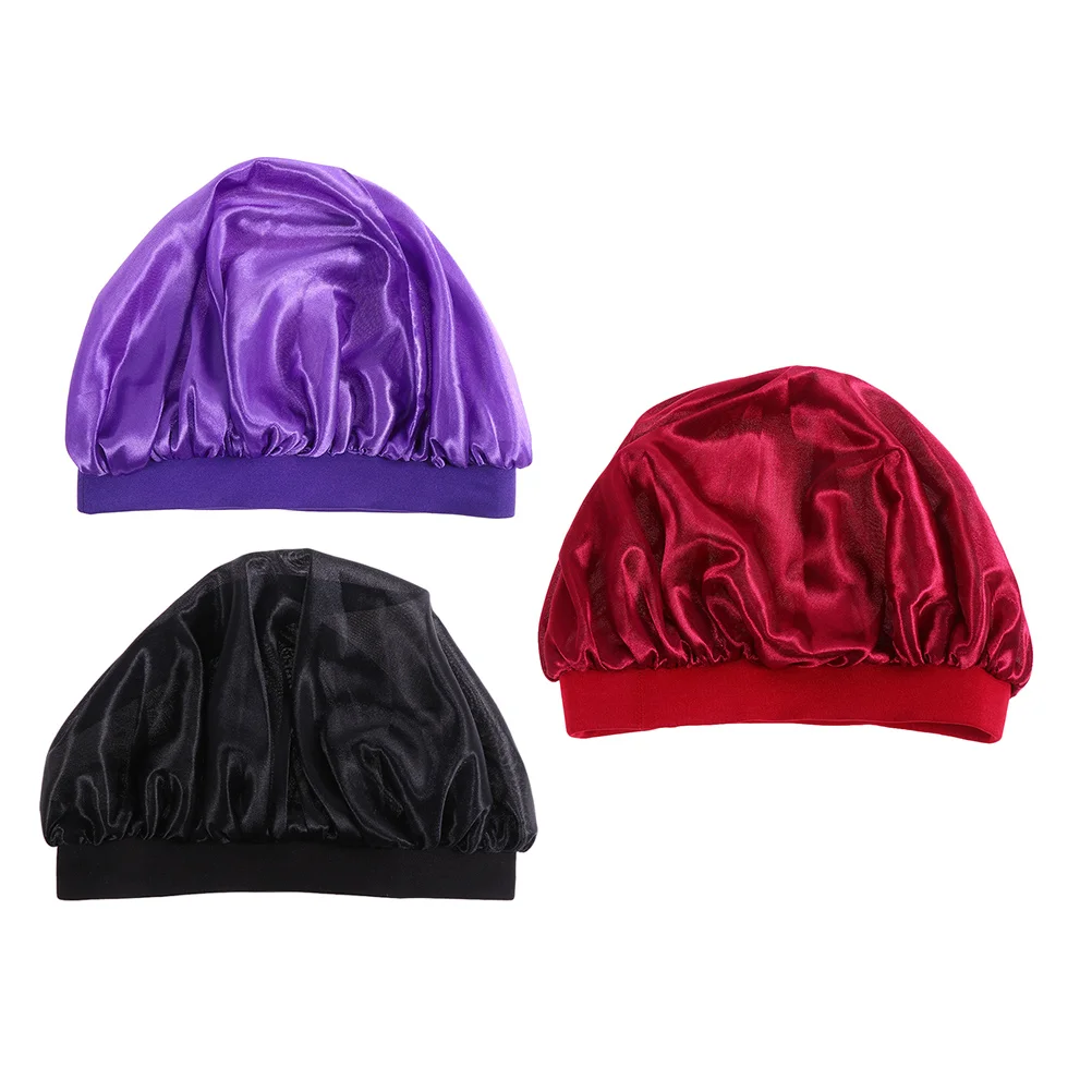 

3pcs Sleep Caps Kids Bathing Hair Protector Simple Bath Hat Comfortable Elastic Design Light Fabric for Children Hair