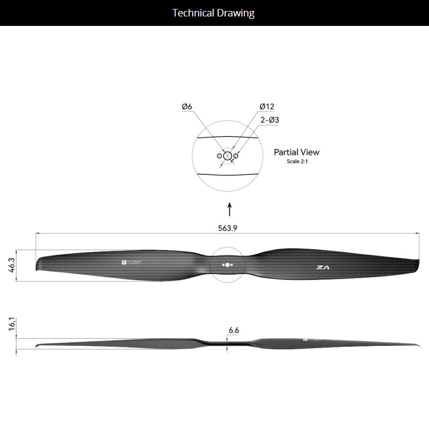 T-MOTOR VZ22*7.4 Custom Wholesale Price 20 Inch Carbon Fiber 18kg Thrust Airplane Drone Prop For Vtol