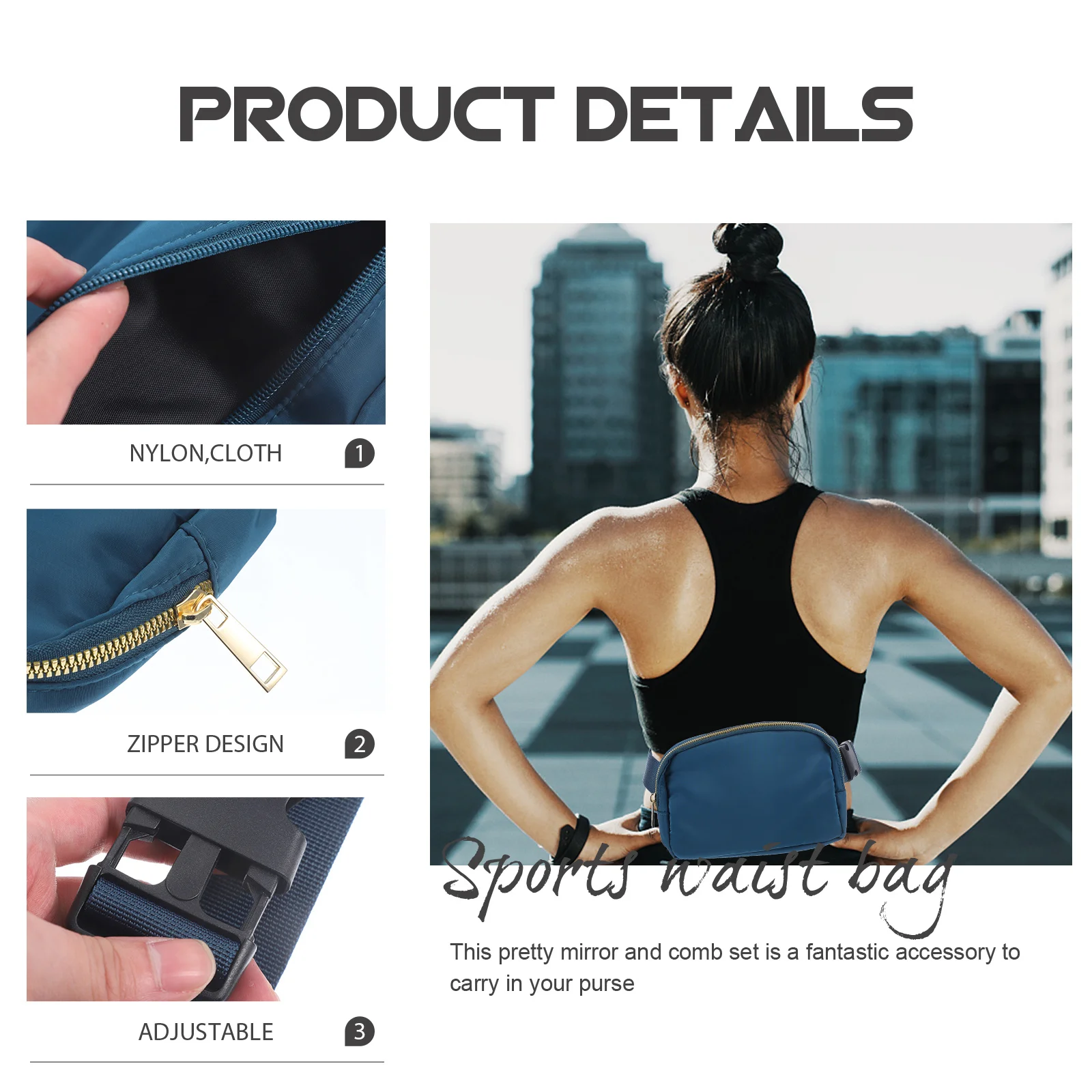 Adjustable Running Fanny Pack Fitness Waist Belt Sports Cloth Small Outdoor Bag Lightweight Durable Phone Storage Chest Bag