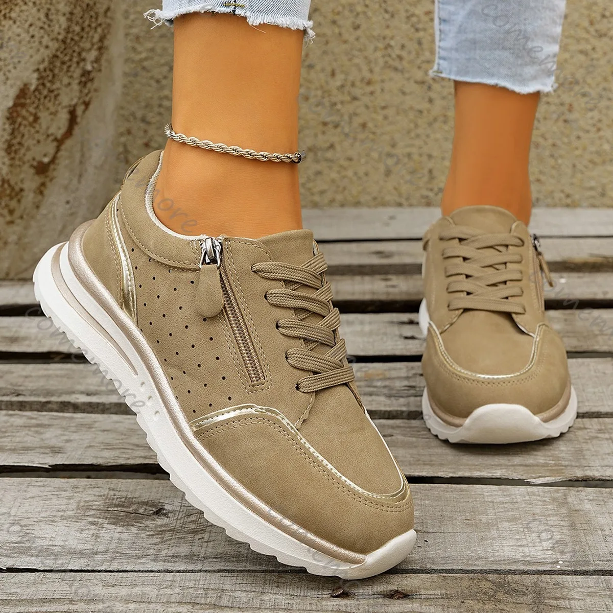Comemore женские повседневные кроссовки модные дышащие кроссовки с боковой молнией женские осенние удобные прогулочные спортивные туфли на плоской подошве