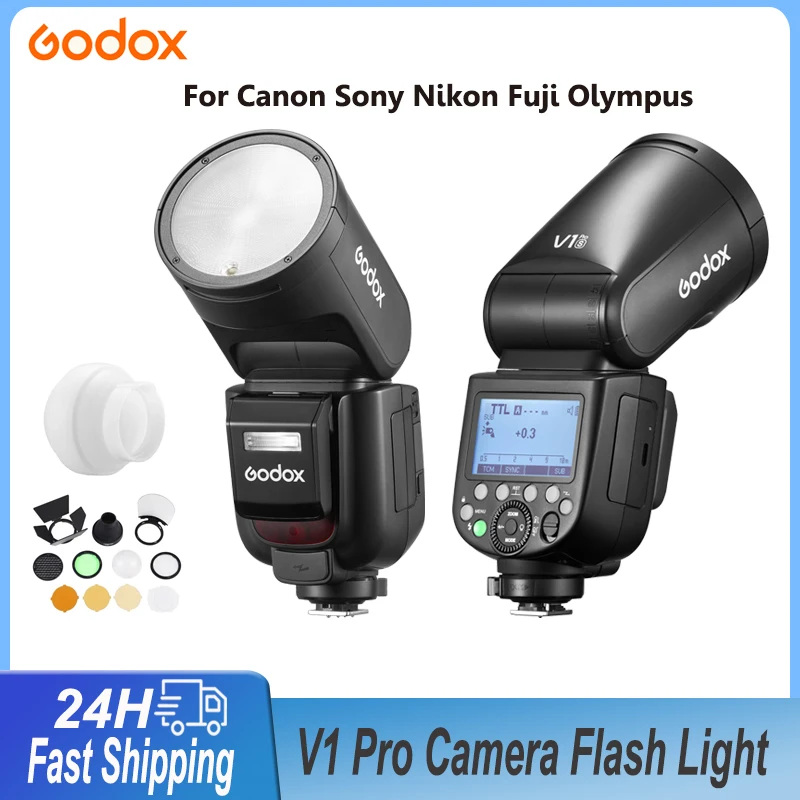 

Godox V1 Pro TTL Round Head 2.4G Wireless Camera Flash Speedlight Built-in Li-ion Battery For Sony Canon Nikon Fuji Olympus