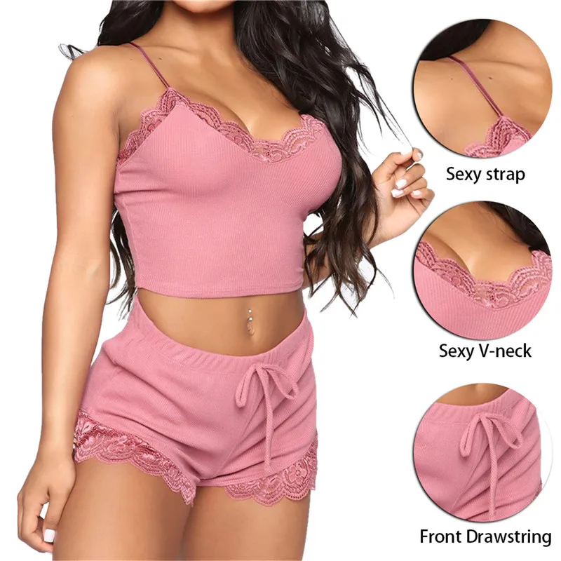 Set di due pezzi pantaloncini da pigiama da donna tuta da stampa intimo pigiama Sexy Lingerie canottiere serbatoi Nighty Ladies Loungewear Homewear