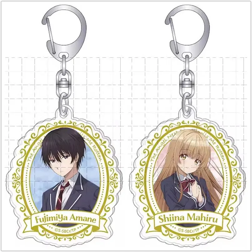 Game Shiina Mahiru Fujimiya Amane Keychain Doll Anime Acrylic Keyring Pendant for Gift