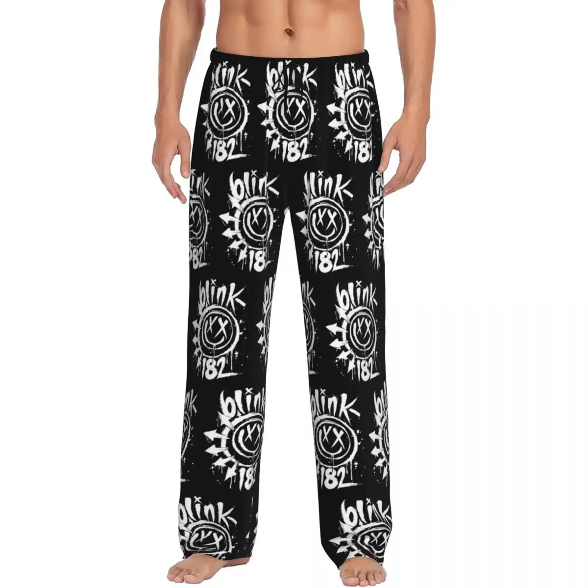 Calças de pijama B-Blinkes Rock personalizadas, calças masculinas para dormir com cordão e bolsos