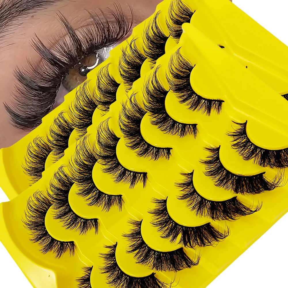 14 زوج/2 حزمة رموش عين القط ثلاثية الأبعاد رموش صناعية طبيعية رقيق لينة عبر مانغا جلدة Wispy رموش تمديد طبيعية ماكياج