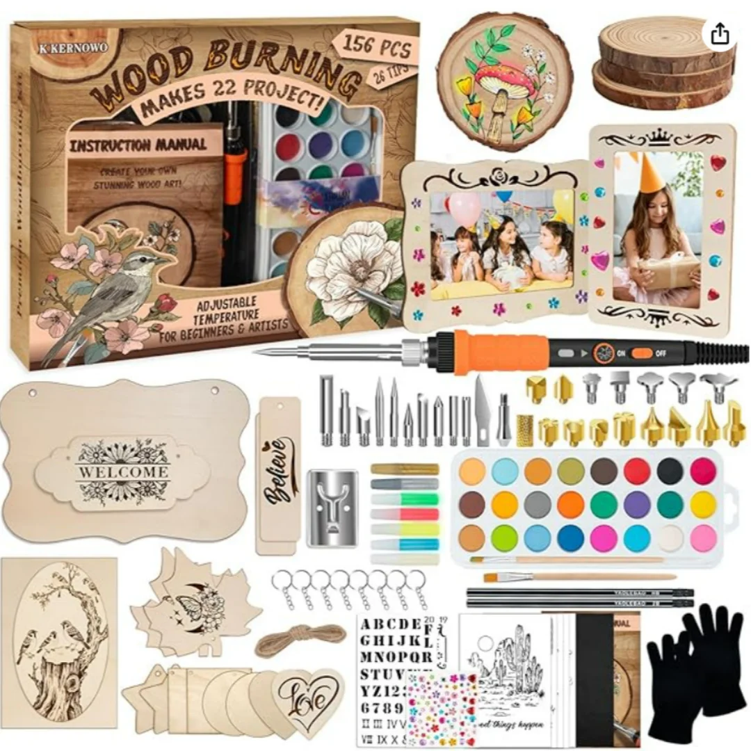 

Wood Burning Tool Kit – 55 Piece Complete Woodburning Arts and Crafts Kit for Kids & Adults Cool Gifts for Teen Boys & Girls Fu