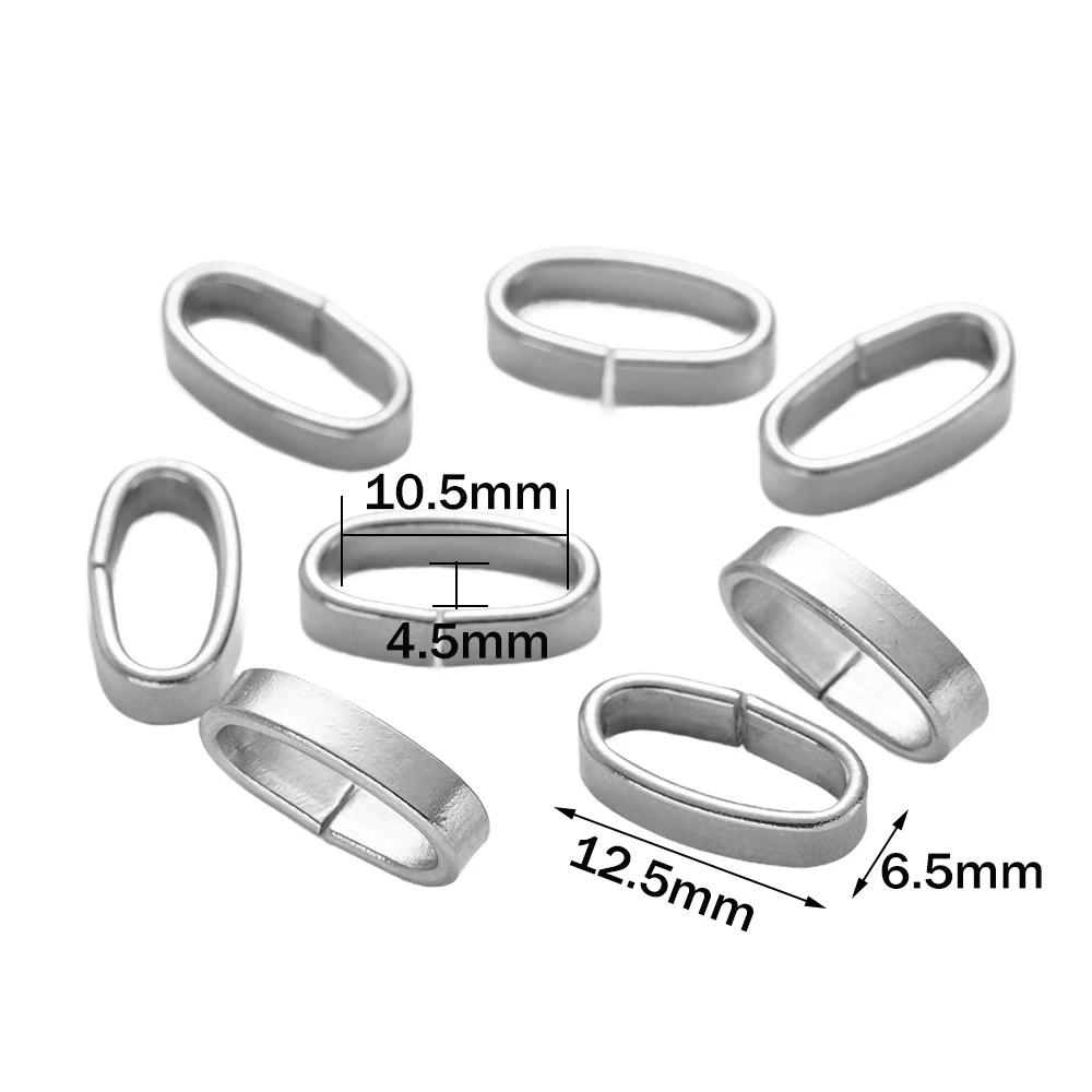 20 Stück Edelstahl Oval Großes Loch Slider Perlen Charms Clip für DIY Leder Seil Armbänder Armbänder Halskette Schmuckherstellung – Detail 5