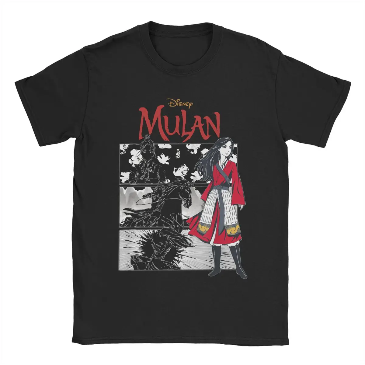 Retro Mulan Anime T Shirts for Men Women 100% Cotton Funny T-Shirts Round Collar Tee Shirt Short Sleeve Clothing Plus Size