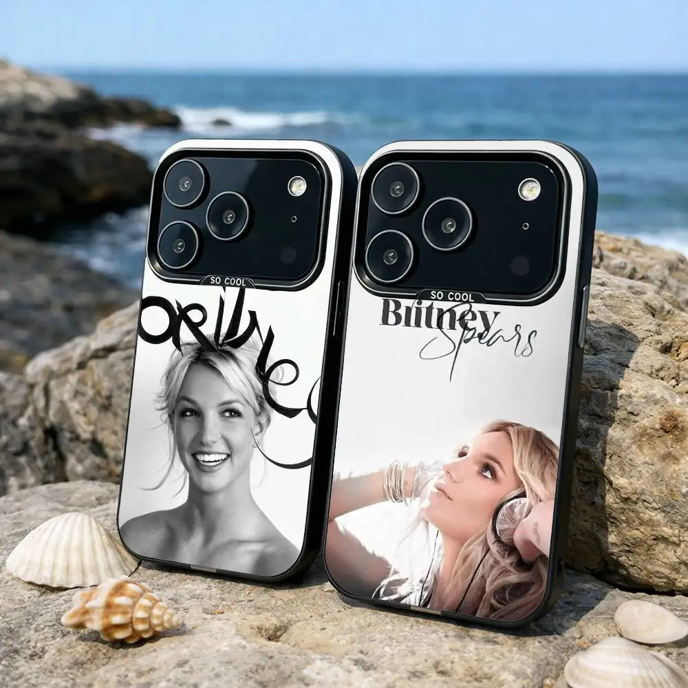 

Singer B-Britney Spears Phone Case For iPhone17,16,15,14,13,12,11,Pro,MAX Gray Matte Silicone Black Cover