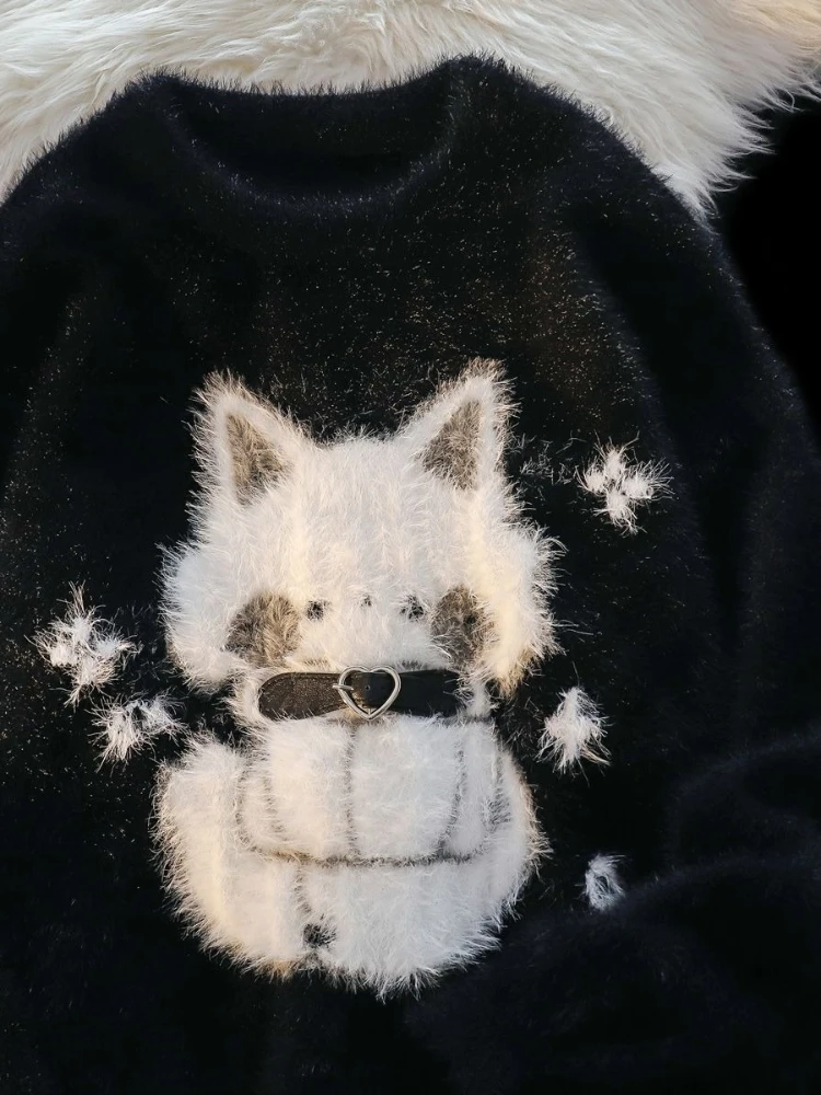 

Японский милый милый свитер в стиле ретро, женский осенне-зимний Y2k Kawaii, модные свободные пуловеры с длинными рукавами, трикотажная одежда